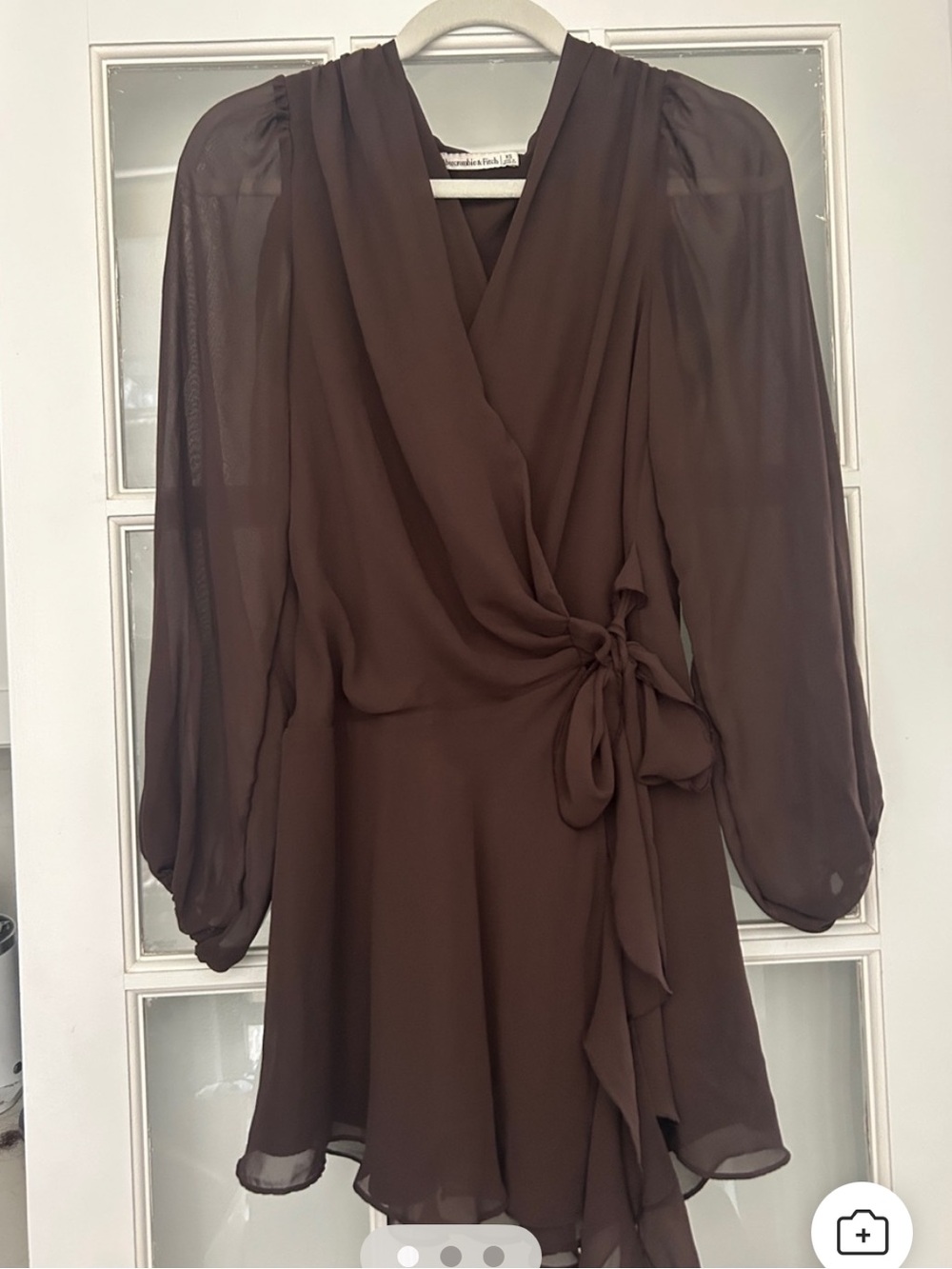Abercrombie & Fitch Chocolate Brown Long Sleeve Chiffon Wrap Dress